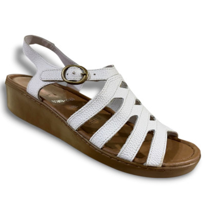 Romulo Sandalia Cuero Blanco Mujer Ref 1060